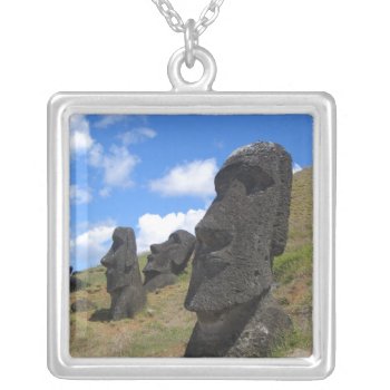 Moai On Easter Island Silver Plated Necklace by Argos_Photography at Zazzle