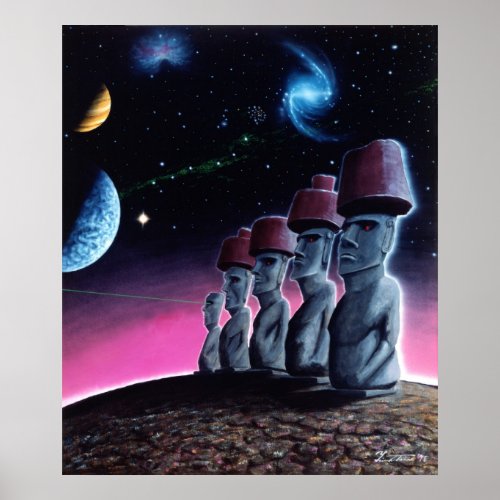 Moai on the Small Planet Poster