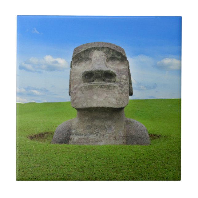 Moai statue easter island travel tourism monument ceramic tile (Front)