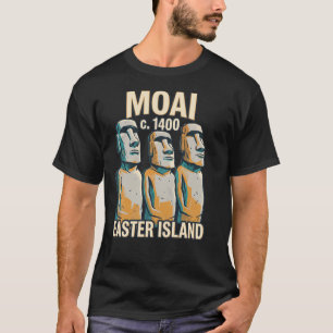 Moai Statues Easter Island Chile Vintage Travel Po T-Shirt