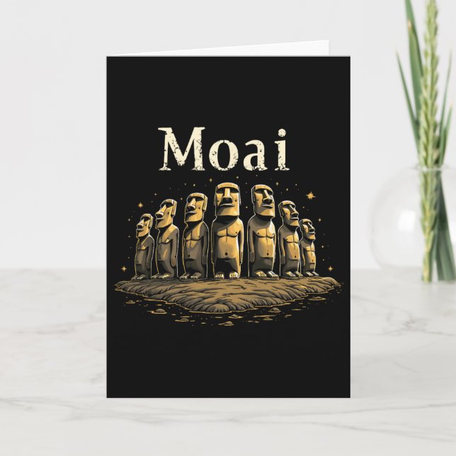 Moai Statues Rapa Nui Stone Heads Historical Monum Card (Front)