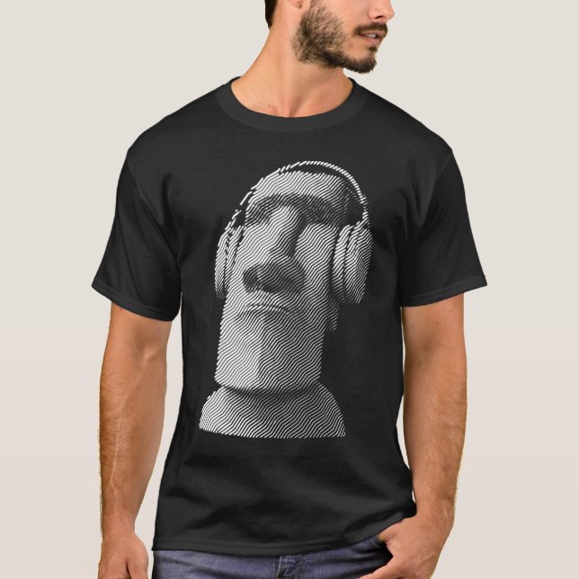 🎧 Moai wearing headphones T-Shirt (Front)