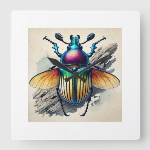 Moala Beetle 270624IREF120 _ Watercolor Square Wall Clock