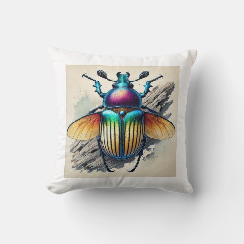 Moala Beetle 270624IREF120 _ Watercolor Throw Pillow