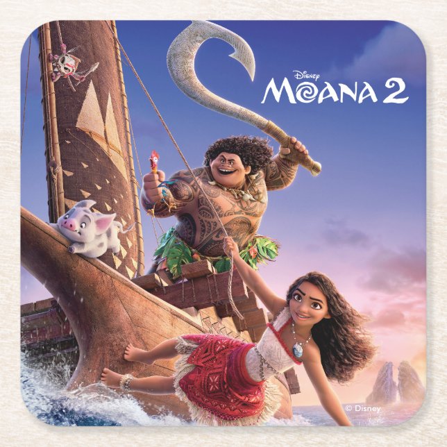 Moana 2 Theatrical Art Square Paper Coaster (Front)