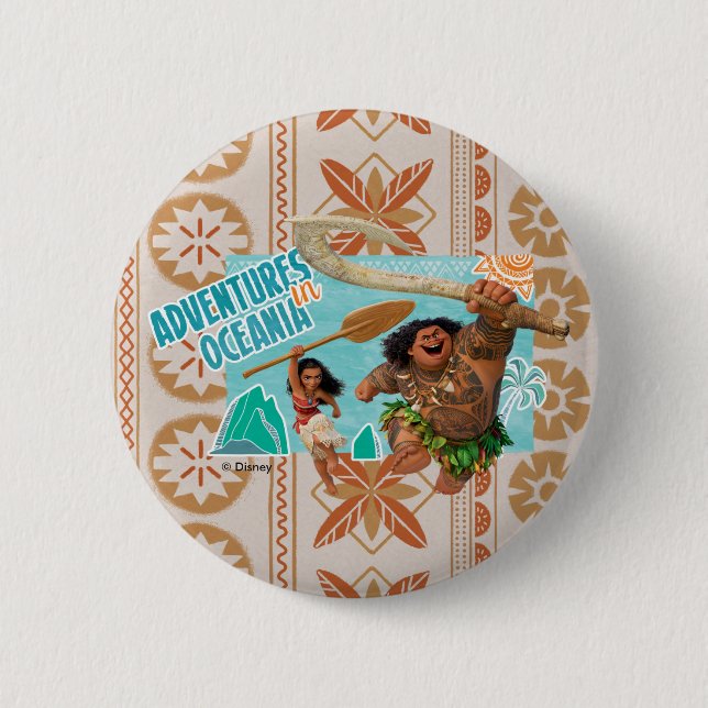 Moana | Adventures In Oceania Pinback Button (Front)