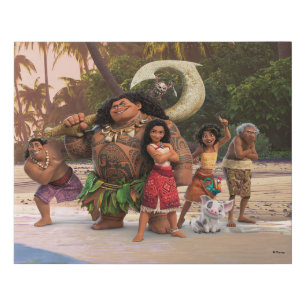 Moana and Crew Faux Canvas Print