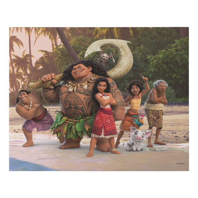 Moana and Crew Faux Canvas Print (Front)