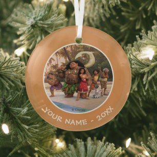 Moana and Crew Glass Ornament
