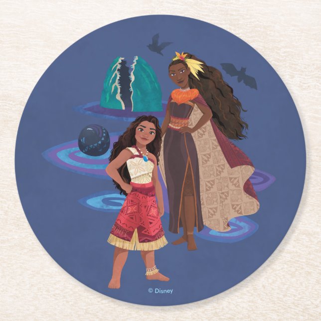Moana and Matangi Round Paper Coaster (Front)