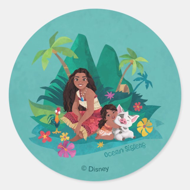 Moana and Simea Ocean Sisters Classic Round Sticker (Front)