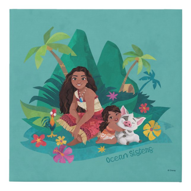Moana and Simea Ocean Sisters Faux Canvas Print (Front)