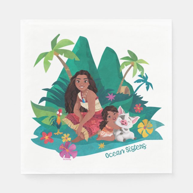 Moana and Simea Ocean Sisters Napkins (Front)