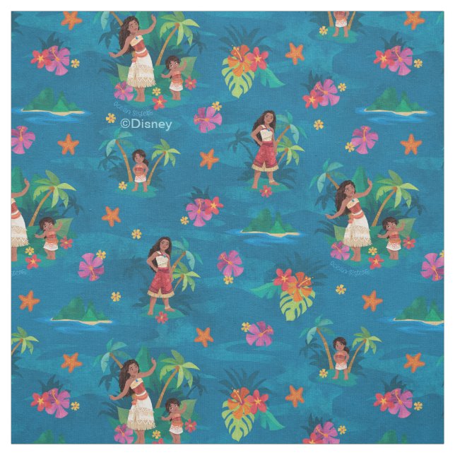 Moana and Simea Ocean Sisters Pattern Fabric (Swatch)