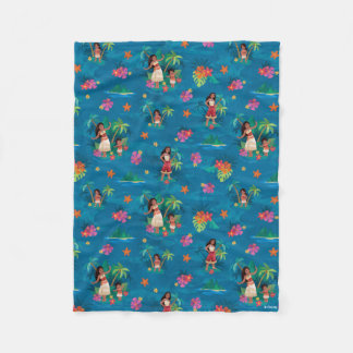 Moana and Simea Ocean Sisters Pattern Fleece Blanket