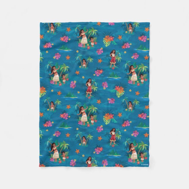 Moana and Simea Ocean Sisters Pattern Fleece Blanket (Front)