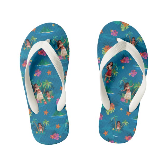 Moana and Simea Ocean Sisters Pattern Kid's Flip Flops (Footbed)