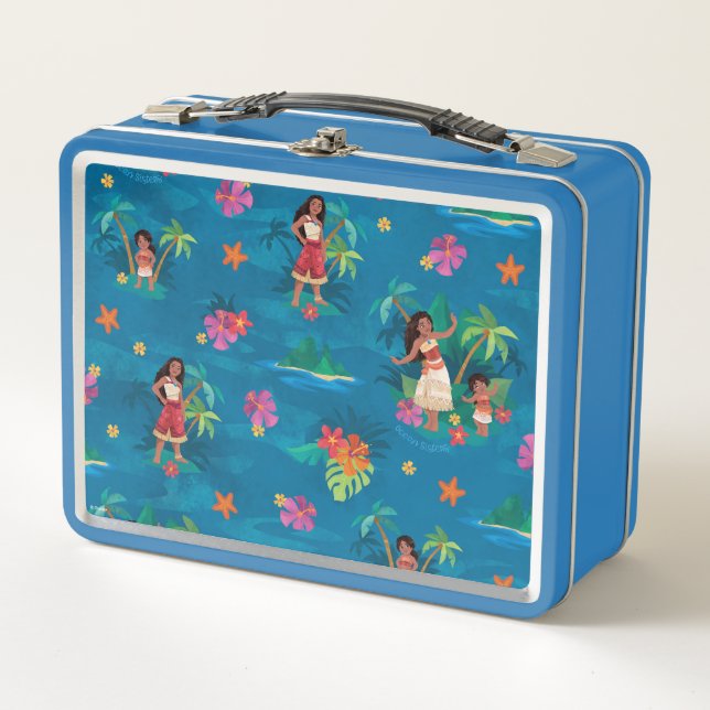 Moana and Simea Ocean Sisters Pattern Metal Lunch Box (Front)