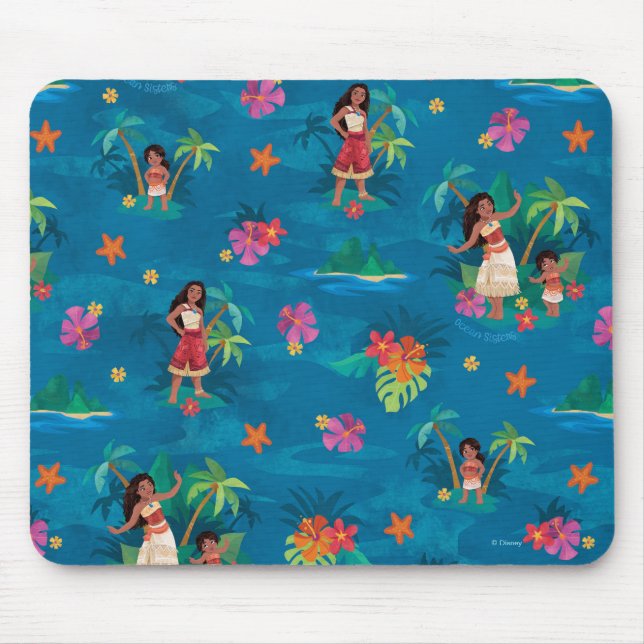 Moana and Simea Ocean Sisters Pattern Mouse Pad (Front)