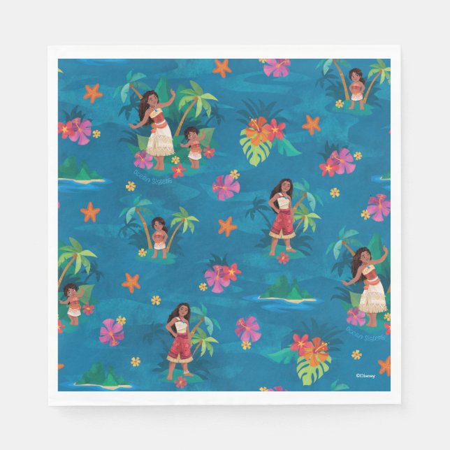 Moana and Simea Ocean Sisters Pattern Napkins (Front)