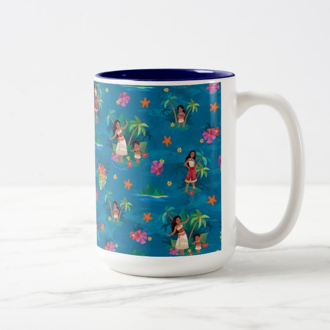 Moana and Simea Ocean Sisters Pattern Two-Tone Coffee Mug (Right)