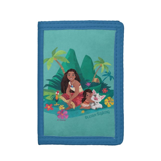 Moana and Simea Ocean Sisters Trifold Wallet (Front Vertical)