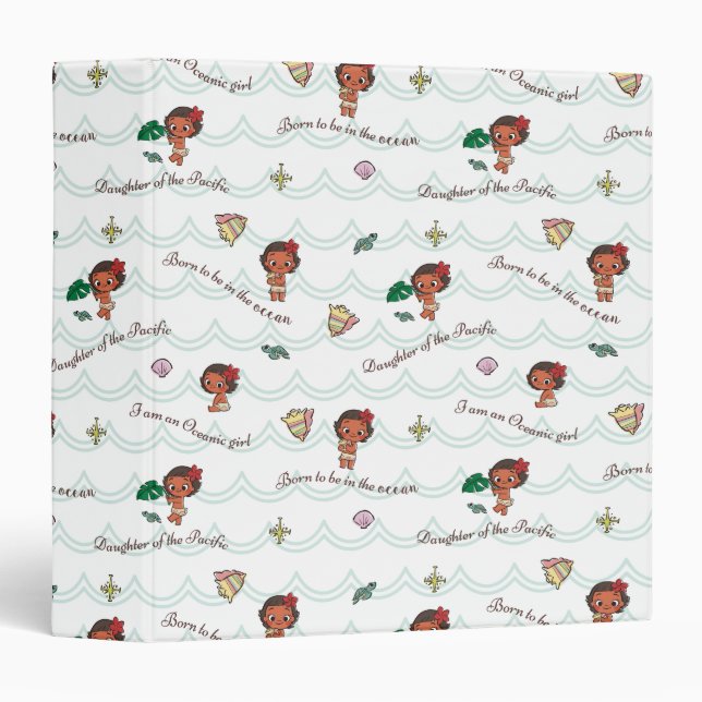 Moana | Born to be in the Ocean Pattern 3 Ring Binder (Front/Spine)
