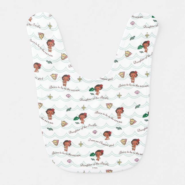 Moana | Born to be in the Ocean Pattern Bib (Front)