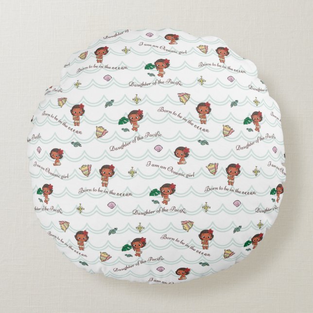Moana | Born to be in the Ocean Pattern Round Pillow (Front)