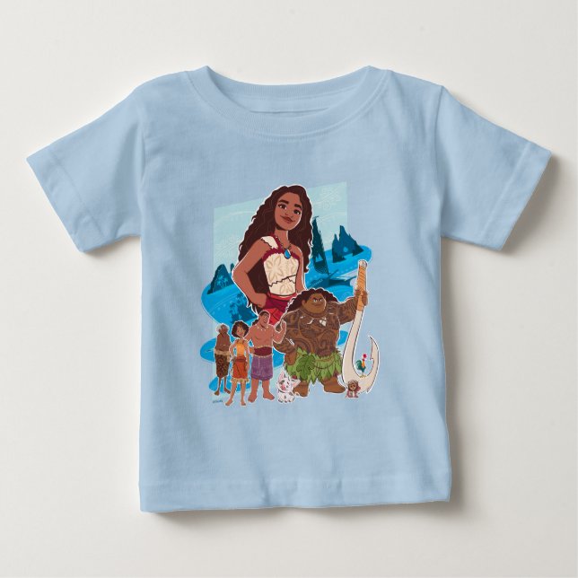 Moana & Crew Sail Beyond the Horizon Baby T-Shirt (Front)