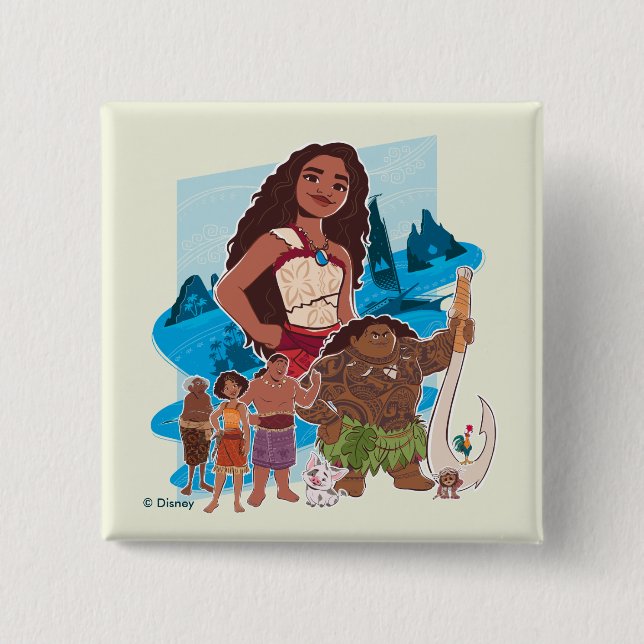 Moana & Crew Sail Beyond the Horizon Button (Front)