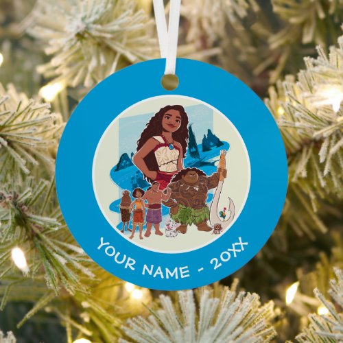 Moana &amp; Crew Sail Beyond the Horizon Metal Ornament