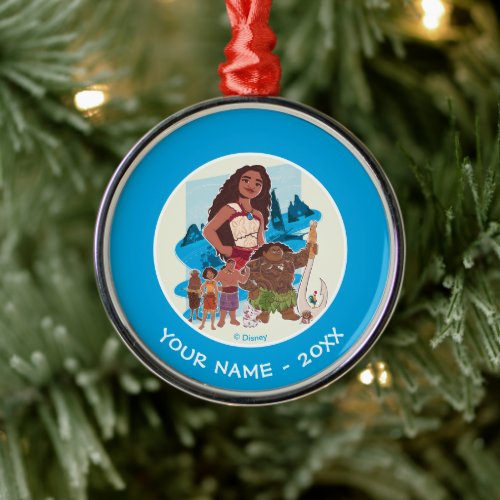 Moana &amp; Crew Sail Beyond the Horizon Metal Ornament