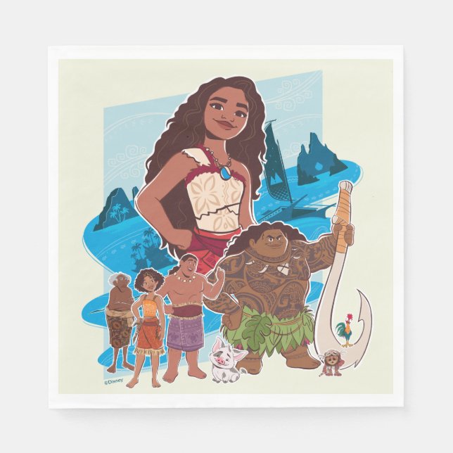 Moana & Crew Sail Beyond the Horizon Napkins (Front)