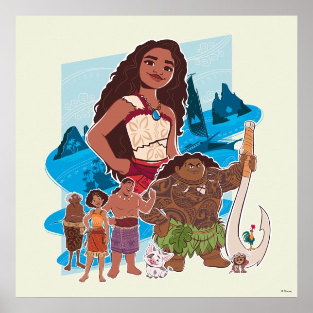 Moana & Crew Sail Beyond the Horizon Poster (Front)