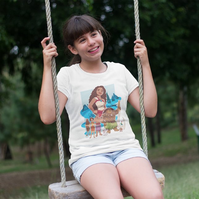Moana & Crew Sail Beyond the Horizon T-Shirt (Kid wearing t-shirt)