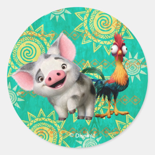 Moana | First Mate & Top Rooster Classic Round Sticker (Front)