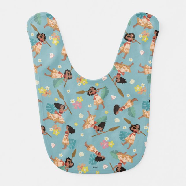Moana | Floral Pattern Baby Bib (Front)