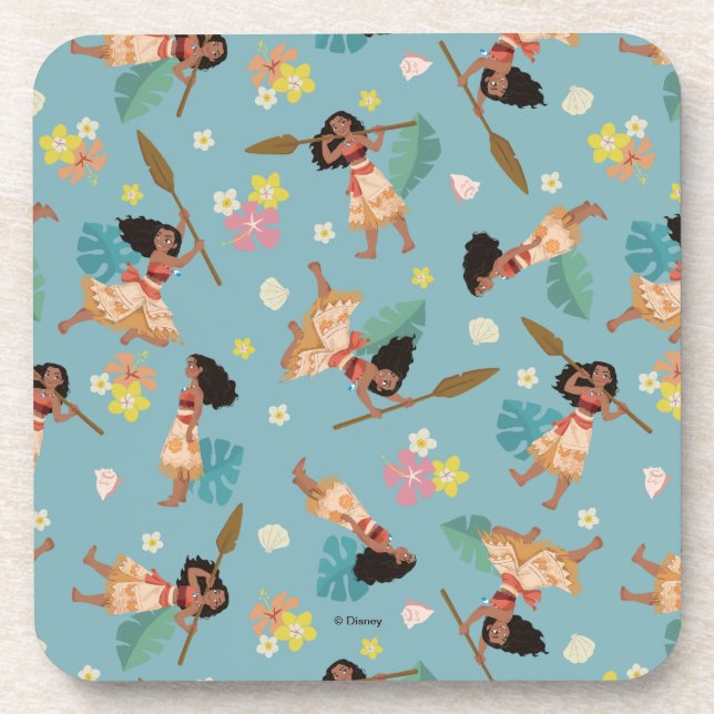 Moana | Floral Pattern Beverage Coaster (Front)