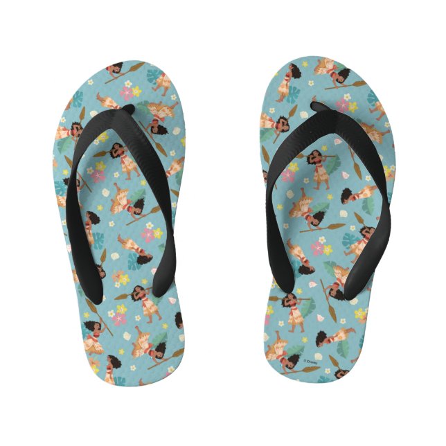 Moana | Floral Pattern Kid's Flip Flops (Footbed)