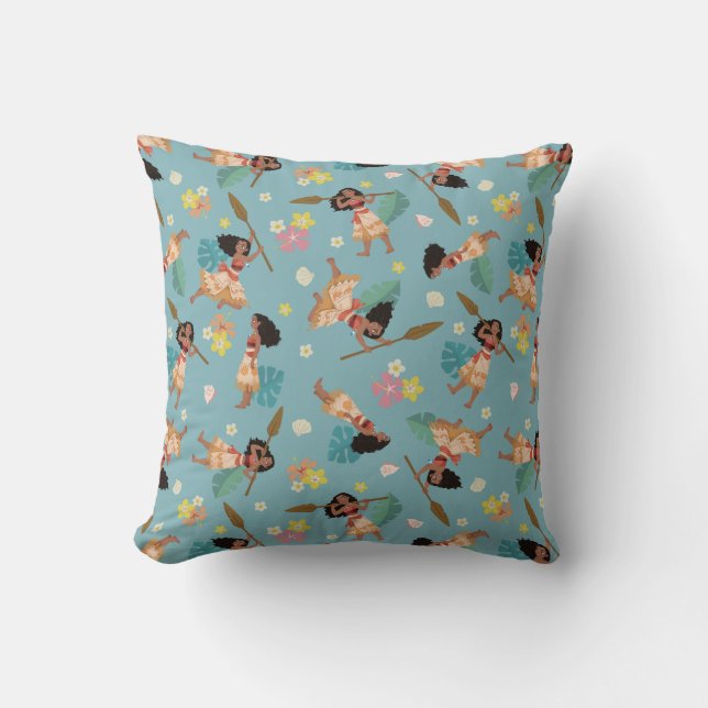 Moana | Floral Pattern Throw Pillow (Front)
