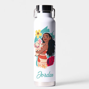 Moana Holding Pua Add Your Name Water Bottle