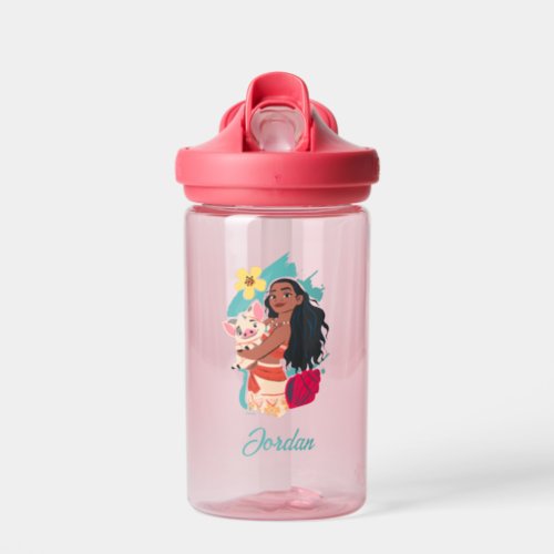 Moana Holding Pua  Add Your Name Water Bottle