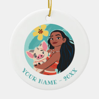 Moana Holding Pua Illustrated Graphic Ceramic Ornament