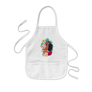 Moana Holding Pua Illustrated Graphic Kids' Apron