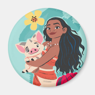 Moana Holding Pua Illustrated Graphic Magnet