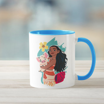 Moana Holding Pua Illustrated Graphic Mug by DisneyPrincess at Zazzle