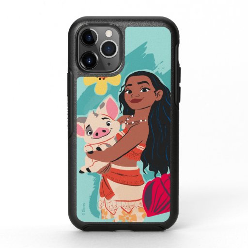 Moana Holding Pua Illustrated Graphic OtterBox Symmetry iPhone 11 Pro Case