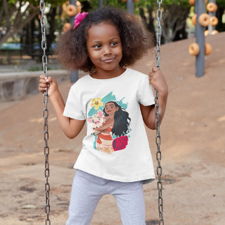 Moana Holding Pua Illustrated Graphic T-Shirt