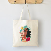 Moana Holding Pua Illustrated Graphic Tote Bag